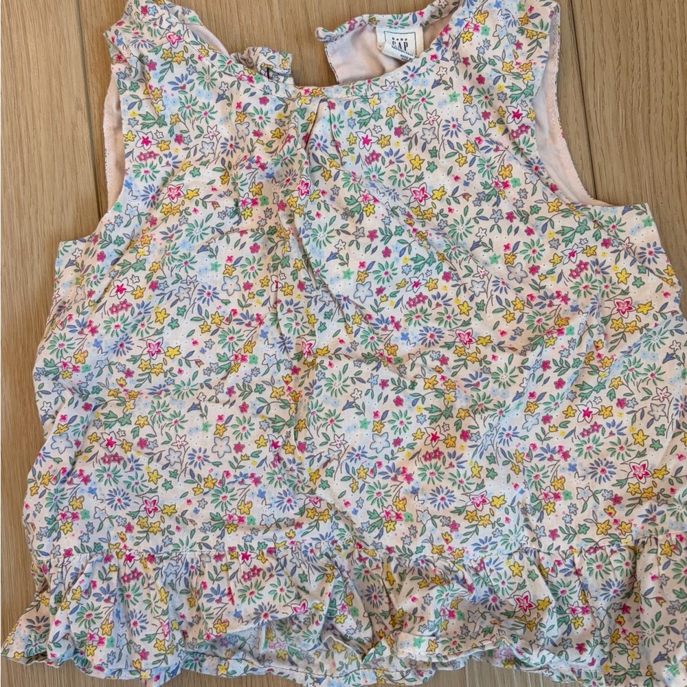 GAP Girls Floral Ruffle Tank Top - Pink Multicolor